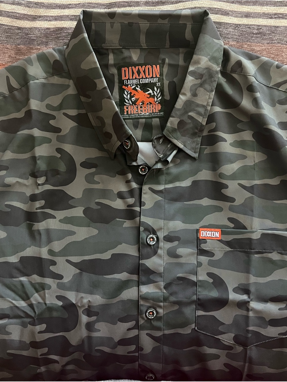 DIXXON Men's Olive Green Camo Button-Down Party Shirt